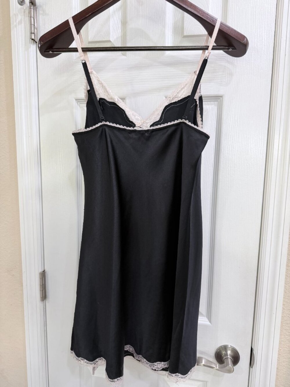 Victoria’s Secret Black Satin Lace Slip Chemise Nightgown Lingerie LG Large - Picture 14 of 14